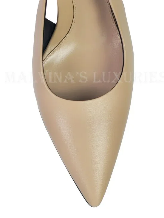 GUCCI SHOES SIGNORIA LEATHER w LOGO CHAIN SLINGBACK PUMPS sz 38.5 8.5 - Picture 12 of 16